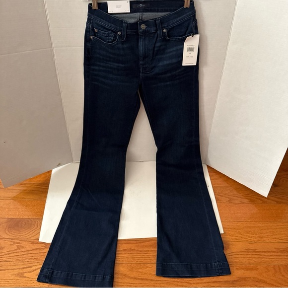 7 For All Mankind Women’s Dojo Original Trouser Flare Jean Blue Size 27 NWT - Picture 1 of 10